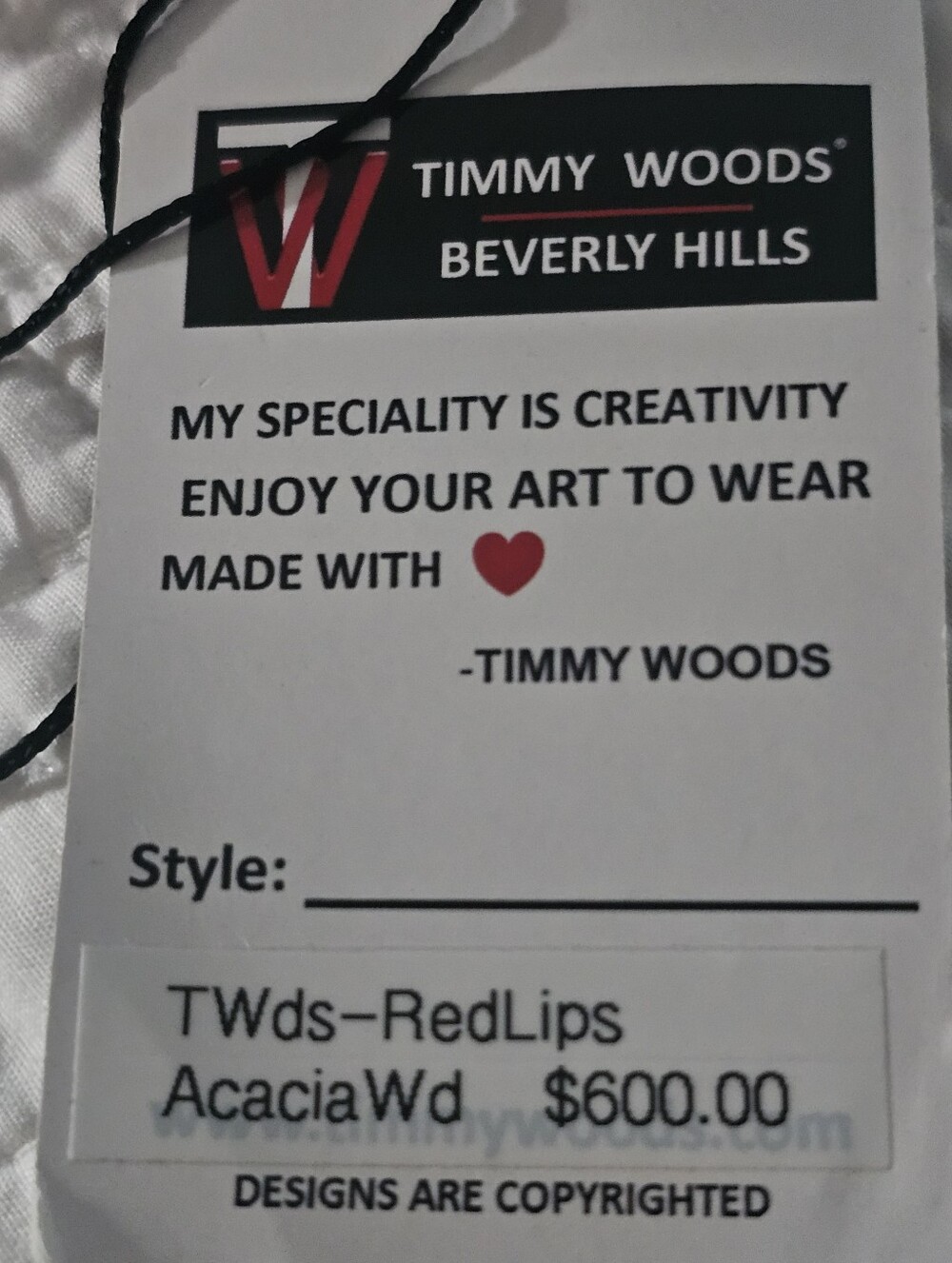 Timmy Woods of Beverly Hills- Acacia Wood- Red Lips Handbag/Purse- NWT/Retired - Picture 8 of 10